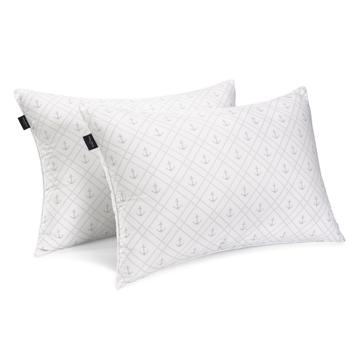 White Polyester Medium Support Rectangular Bed Pillows, 20" x 36", Set of 2