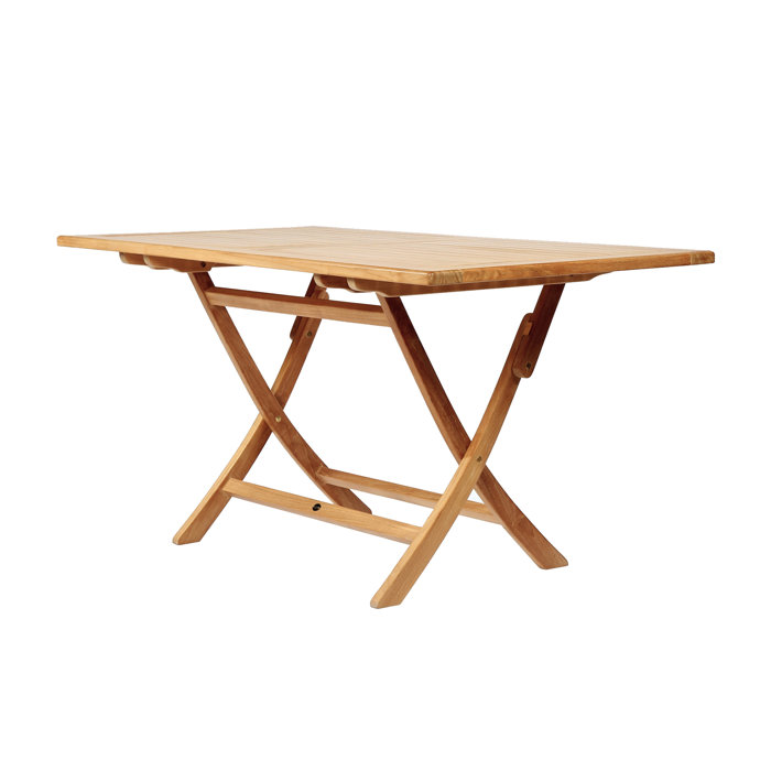 Teak Wood Folding Outdoor Dining Table, 59" Rectangular