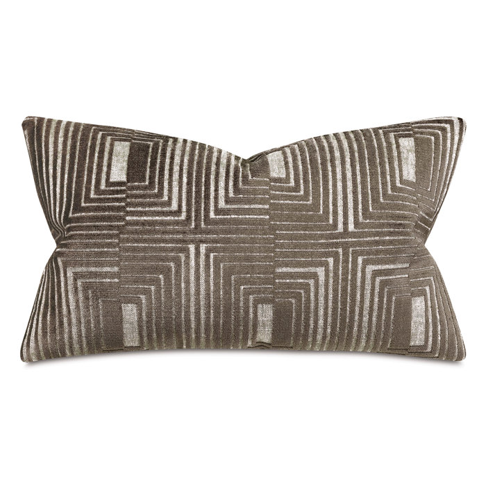 Rectangular Geometric Velvet Lumbar Pillow with Insert