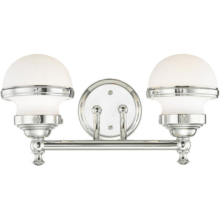 Polished Chrome Two-Light Bath Vanity with Opal Glass Shades