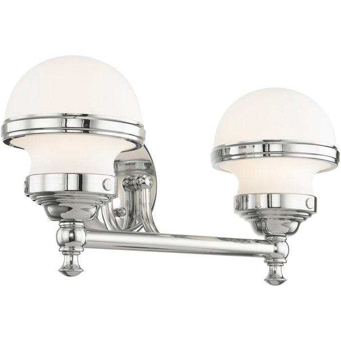 Polished Chrome Two-Light Bath Vanity with Opal Glass Shades