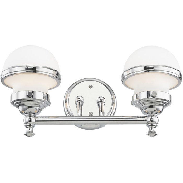 Polished Chrome Two-Light Bath Vanity with Opal Glass Shades