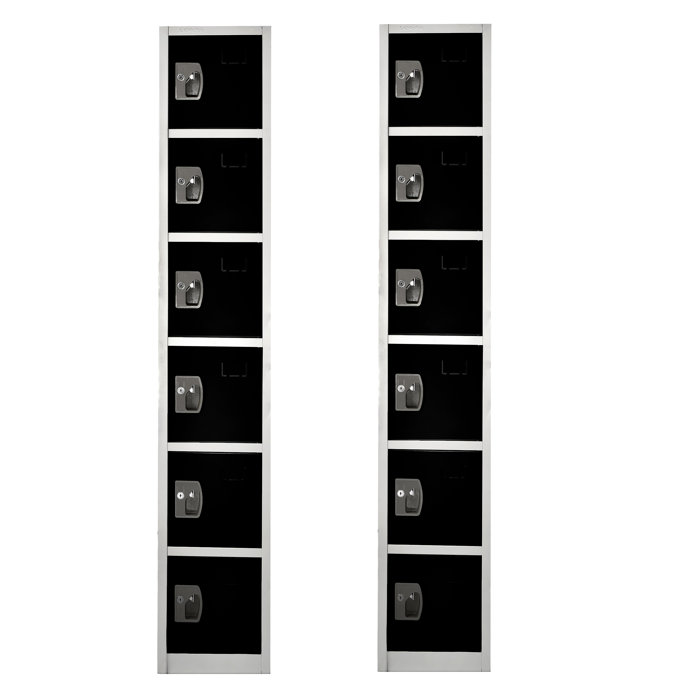 Black and Silver Steel 6-Tier Freestanding Office Locker