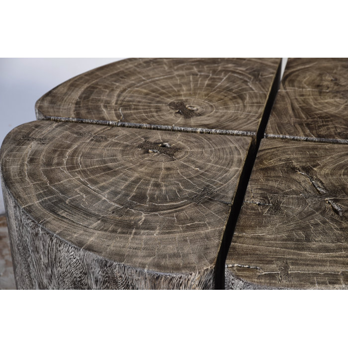Modern Gray Stone Solid Wood Coffee Table with Storage
