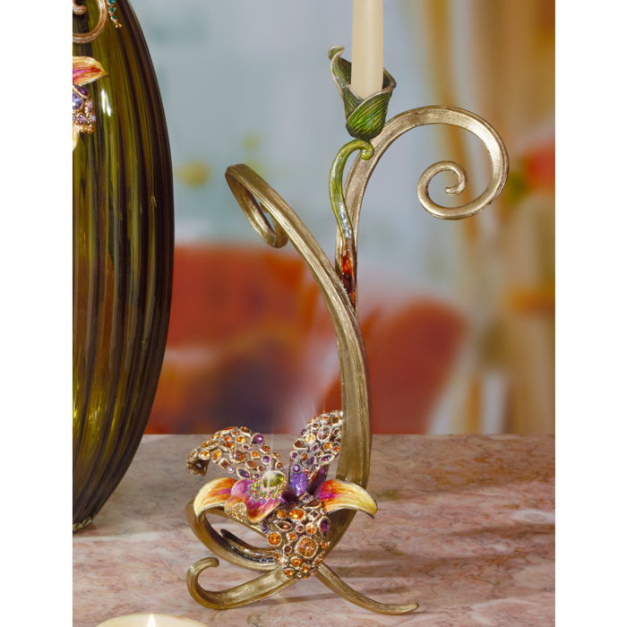 21.5" Pewter and Brass Tabletop Candlestick