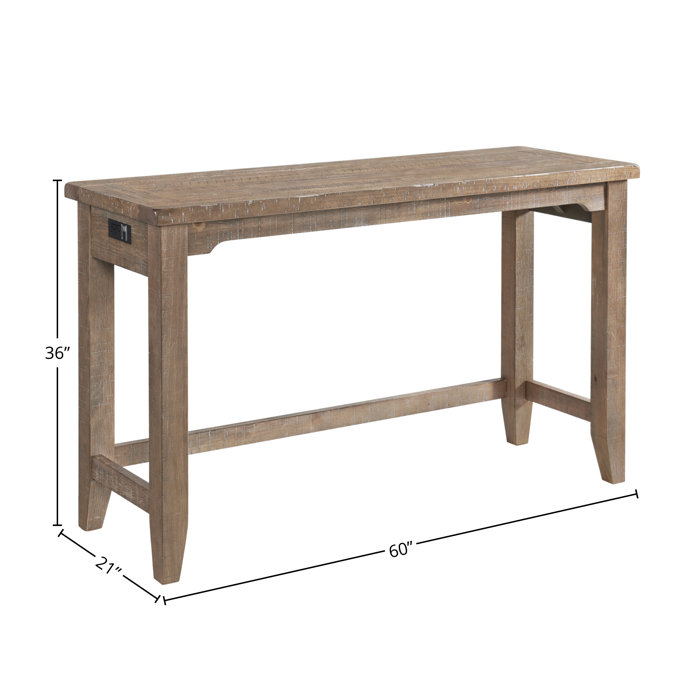 Highland 60" Brown Wood and Metal Sofa Bar Table with Storage