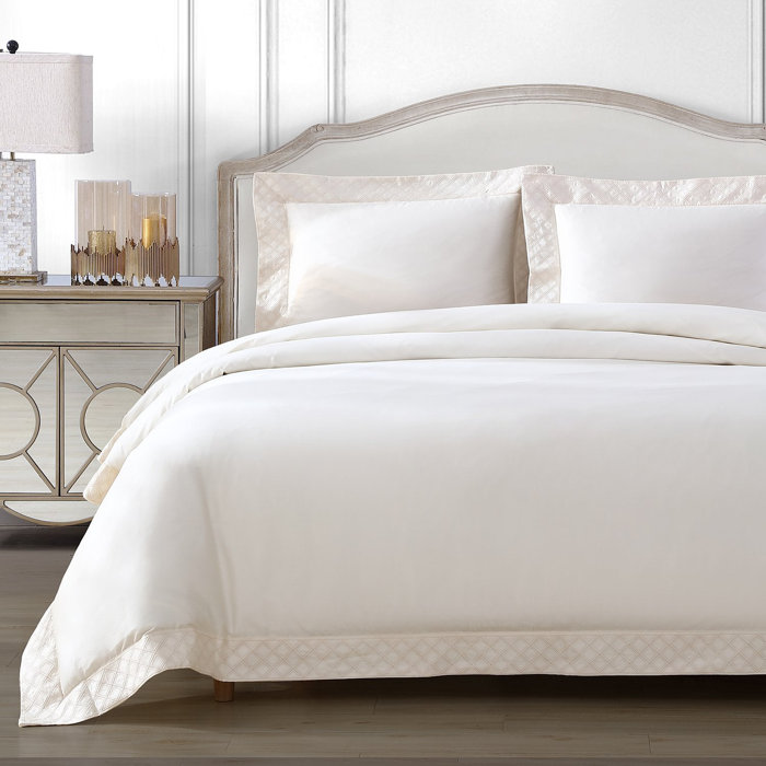 Light Blue Cotton Sateen Queen Duvet Cover Set