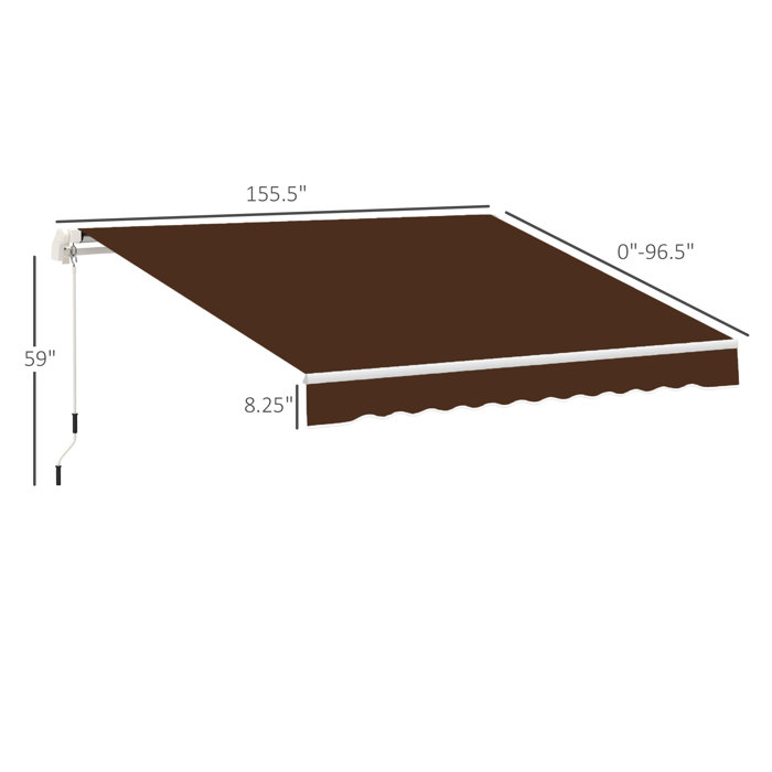 Outsunny 116.25" Coffee Fabric Retractable Patio Awning with Aluminum Frame