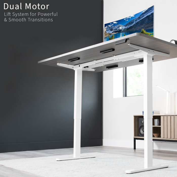 ErgoMax White Electric Adjustable Dual Motor Standing Desk Frame