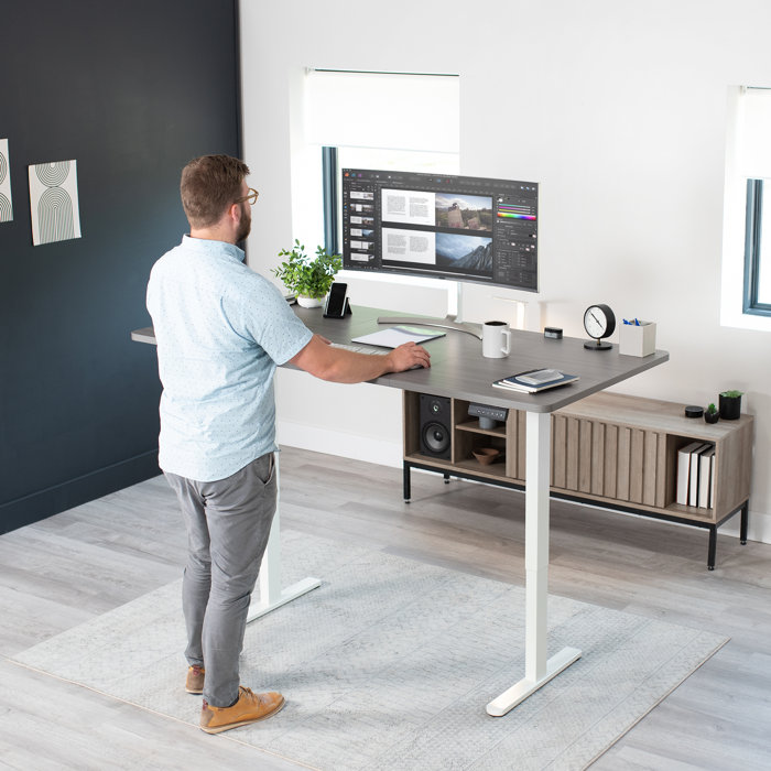 ErgoMax White Electric Adjustable Dual Motor Standing Desk Frame