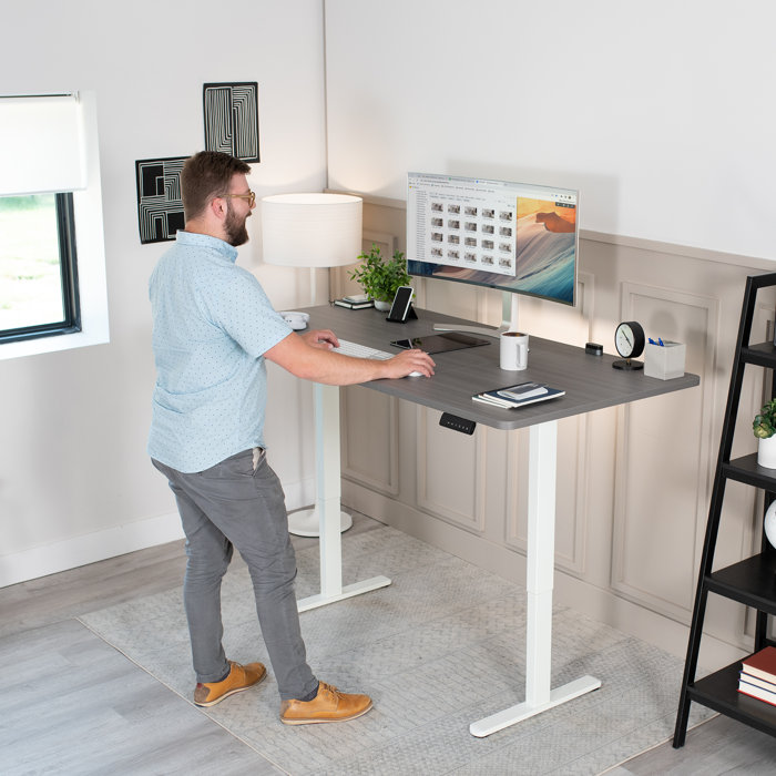 ErgoMax White Electric Adjustable Dual Motor Standing Desk Frame