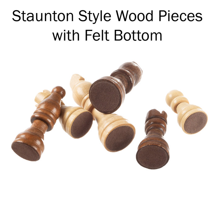 Elegant Magnetic Walnut-Style Chess Set with Polished Staunton Pieces