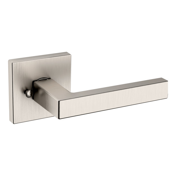 Satin Nickel Privacy Door Lever with Square Rose
