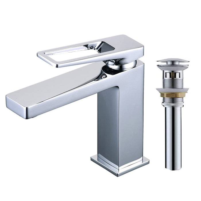 Chrome Single Handle Brass Bathroom Faucet with Pop-up Drain