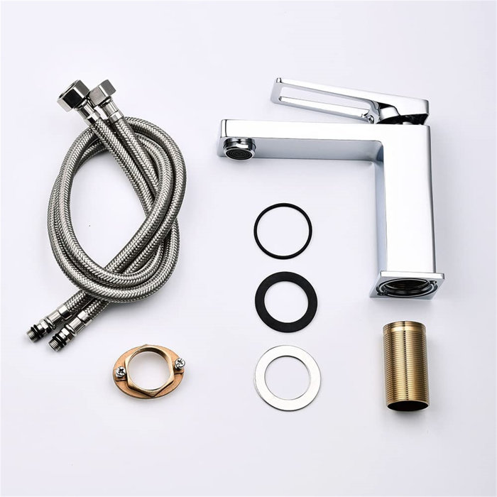 Chrome Single Handle Brass Bathroom Faucet with Pop-up Drain