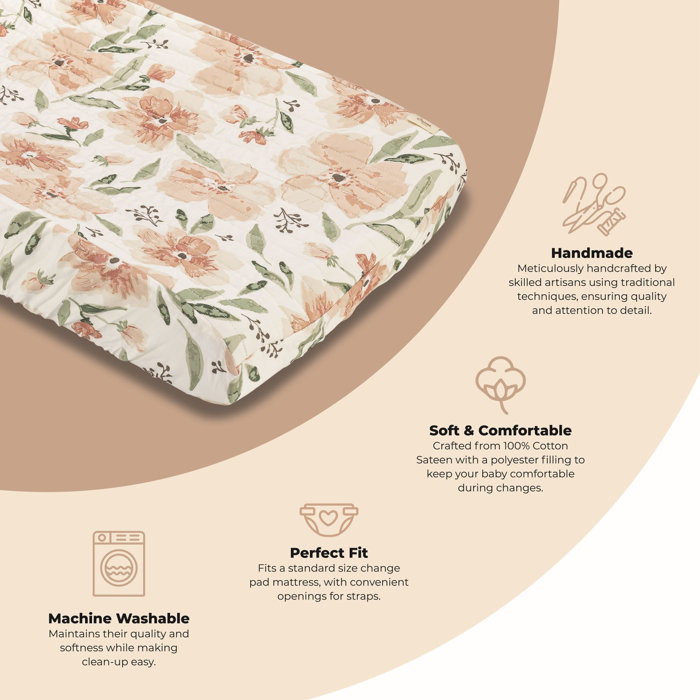 Parker Floral Cotton Quilted Change Pad Cover