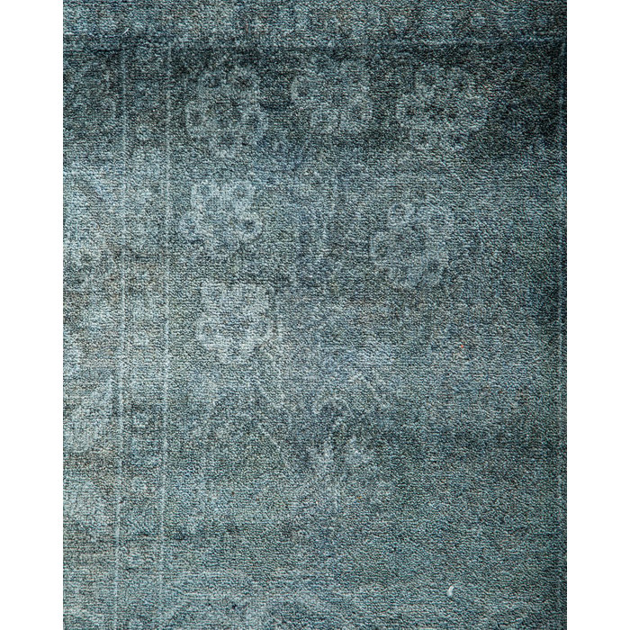 Zaydian Hand-Knotted Black Wool Rectangular Area Rug