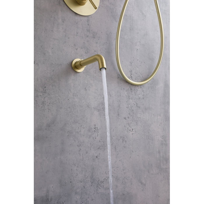 Brushed Gold Brass Wall Mounted Handheld Shower System