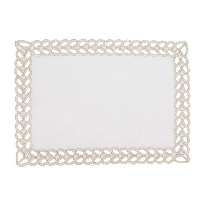 White Bohemian Braided Border Rectangle Placemats, Set of 4