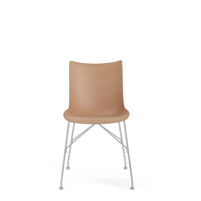 Philippe Starck Sinuous Veneer Light Wood & Chrome Arm Chair