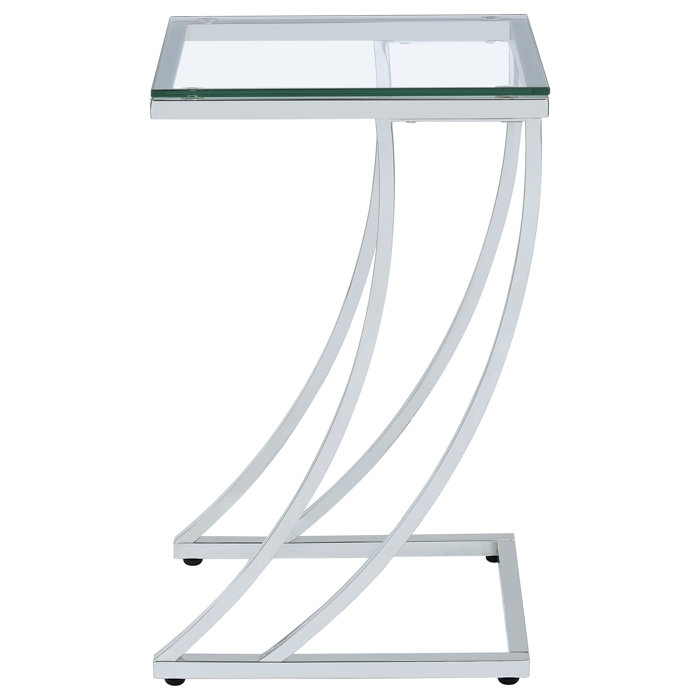 Cayden Contemporary Chrome and Clear Glass Accent Table
