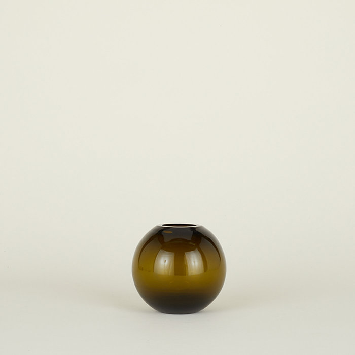 Olive Handblown Glass Sphere Table Vase