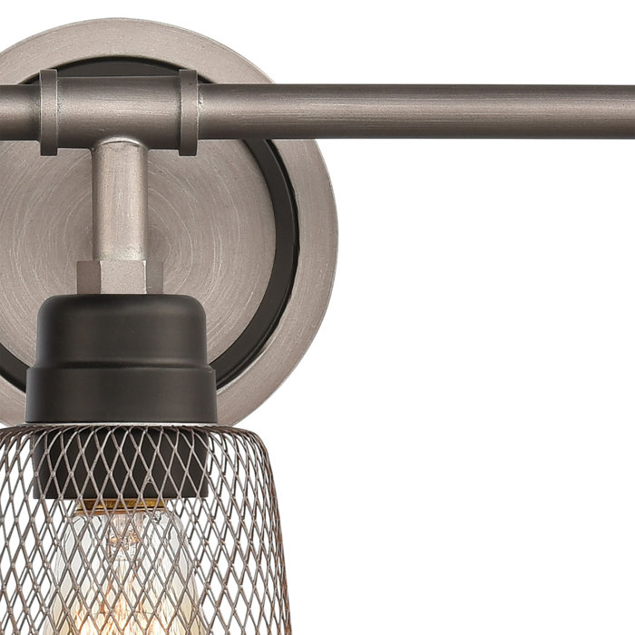 Weathered Zinc & Oil Rubbed Bronze 3-Light Outdoor Vanity Light
