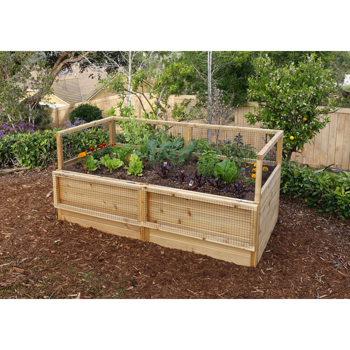 6 ft x 3 ft Cedar Raised Garden Bed with Wire Mesh