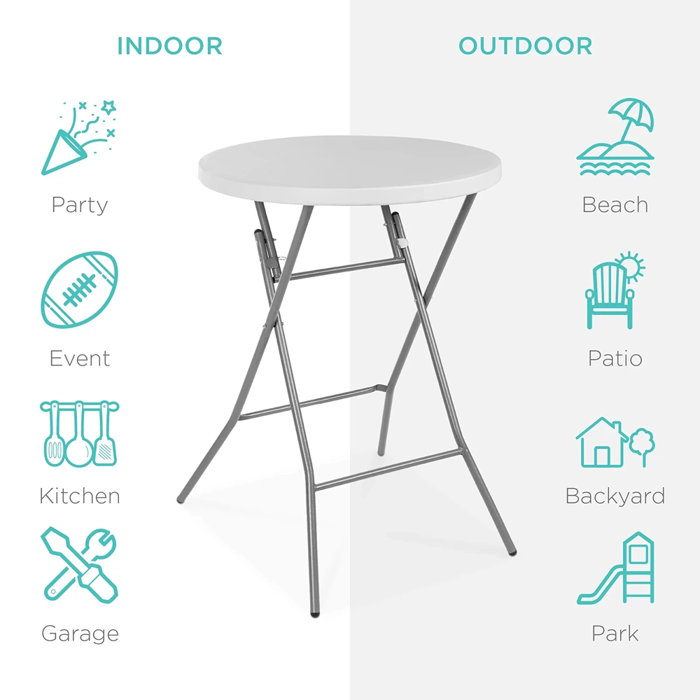 Essential Foldable Bar-Height Patio Table in Heavy-Duty White