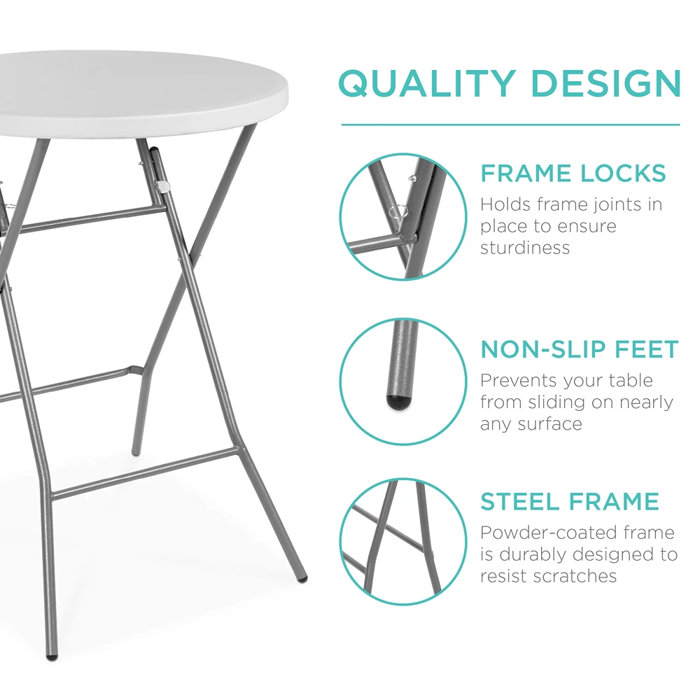 Essential Foldable Bar-Height Patio Table in Heavy-Duty White
