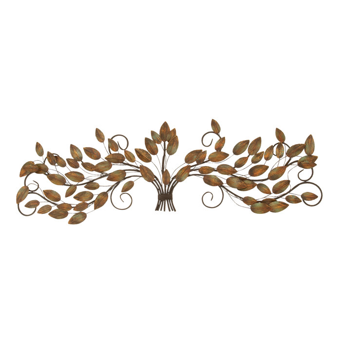 Rustic Green and Brown Iron Tree Branch Wall Sculpture