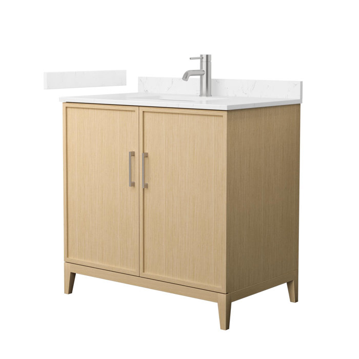 Elan 36'' Tan Oak Single Bathroom Vanity with Carrara Marble Top