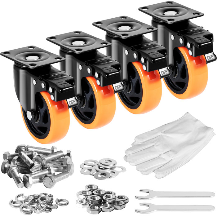 Heavy Duty 4-Inch Swivel Plate Casters with PVC Wheels