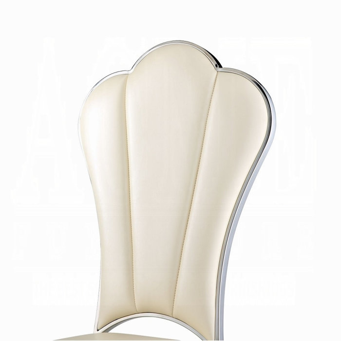Beige Faux Leather Upholstered Side Chair with Metal Frame