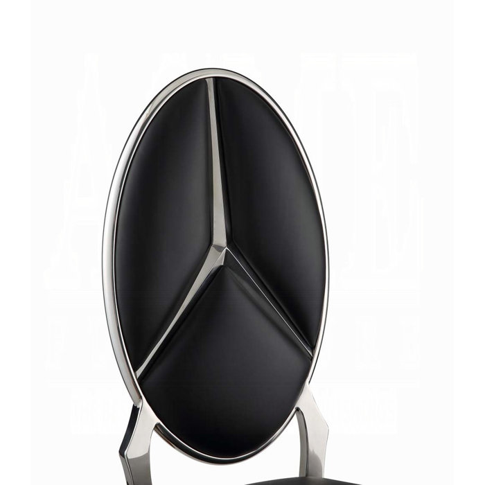 Black Faux Leather Upholstered Side Chair with Metal Frame