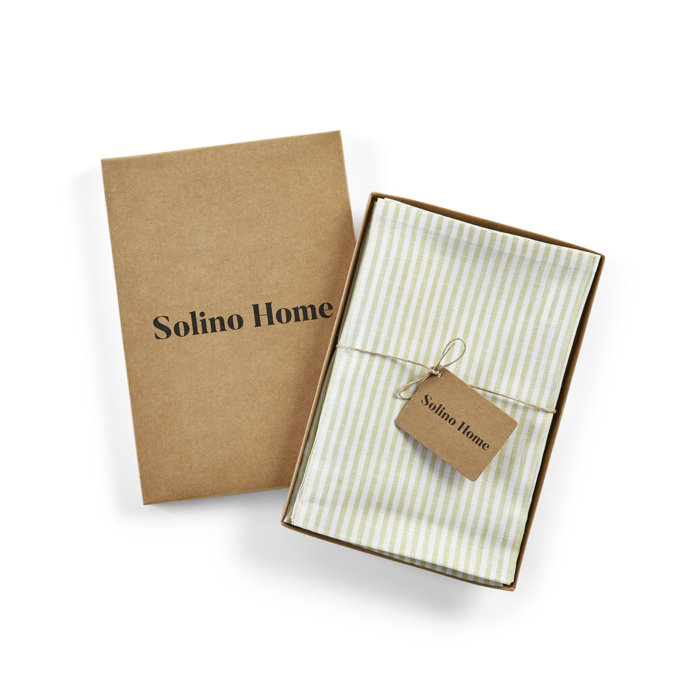 Sage and White Stripe Linen Dinner Napkins Set of 4