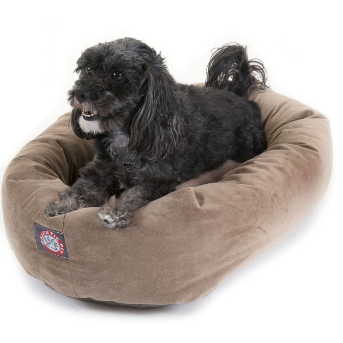 Medium Stone Faux Suede Round Outdoor Pet Bed