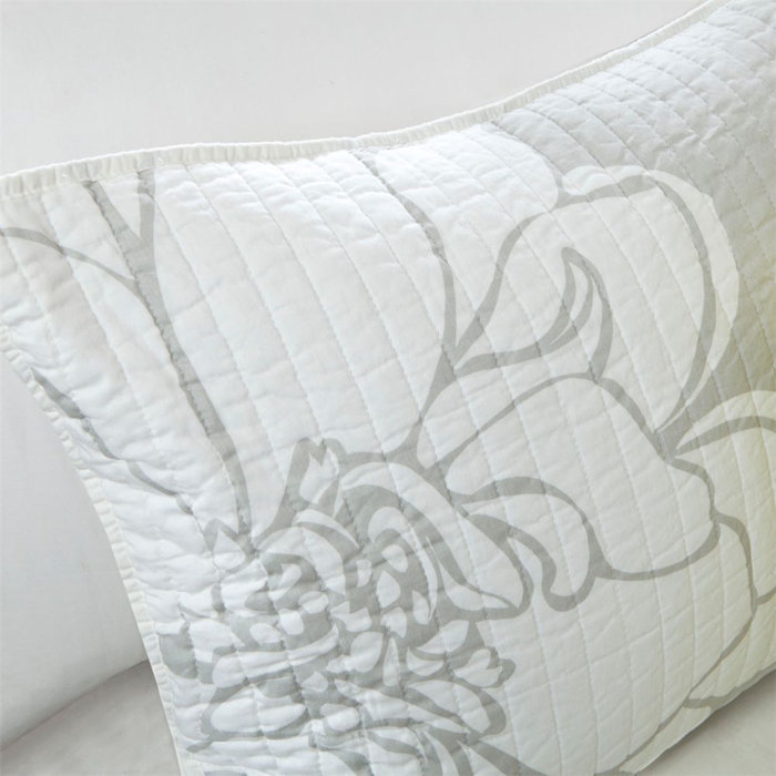 Gray and Aqua Full Cotton Reversible Quilt Set