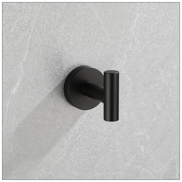 Matte Black Metal Bathroom Hardware Accessories Set, 5 Pieces
