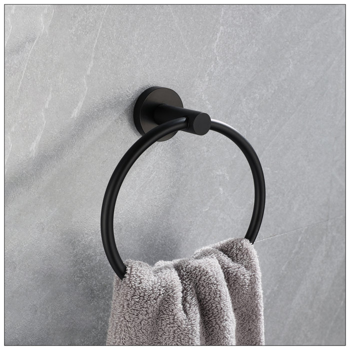 Matte Black Metal Bathroom Hardware Accessories Set, 5 Pieces