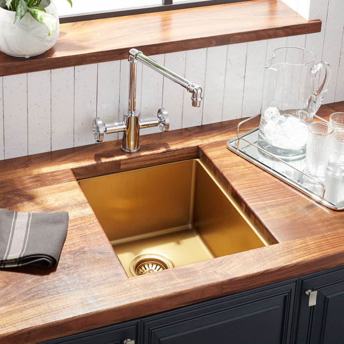 Atlas 15'' Matte Gold Stainless Steel Undermount Kitchen Sink