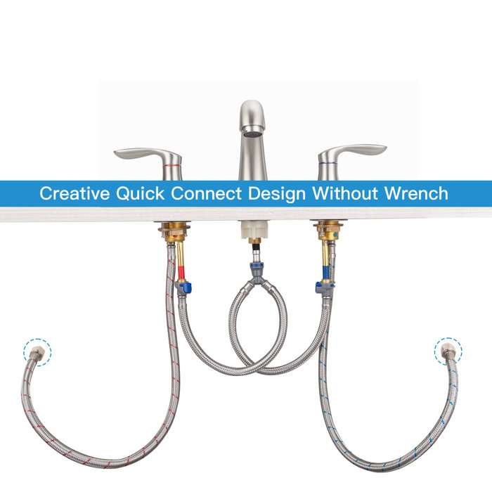 Brushed Nickel 2-Piece Stainless Steel Widespread Bathroom Faucet Set