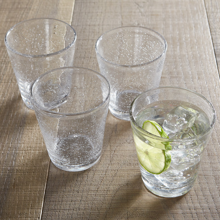 Clear 8oz Handmade Bubble Drinking Glass Set