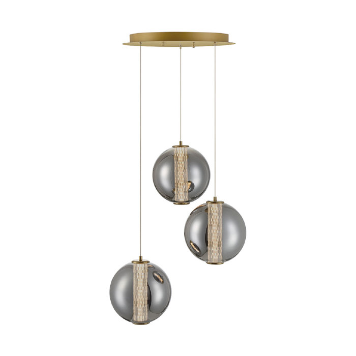 Gold Smoked Glass Globe LED Pendant Light