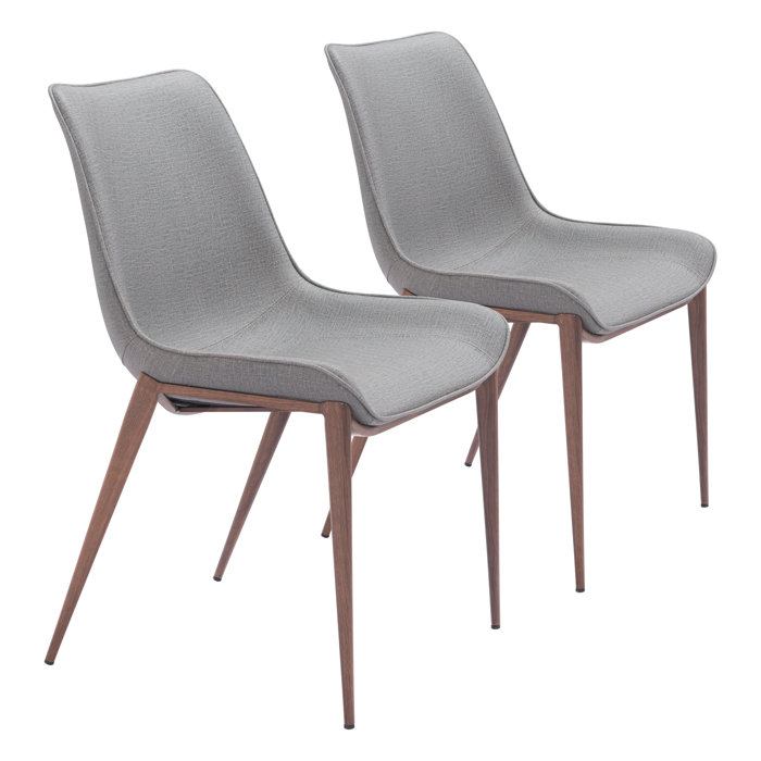 Slate Gray and Walnut Low Side Chair with Metal Frame