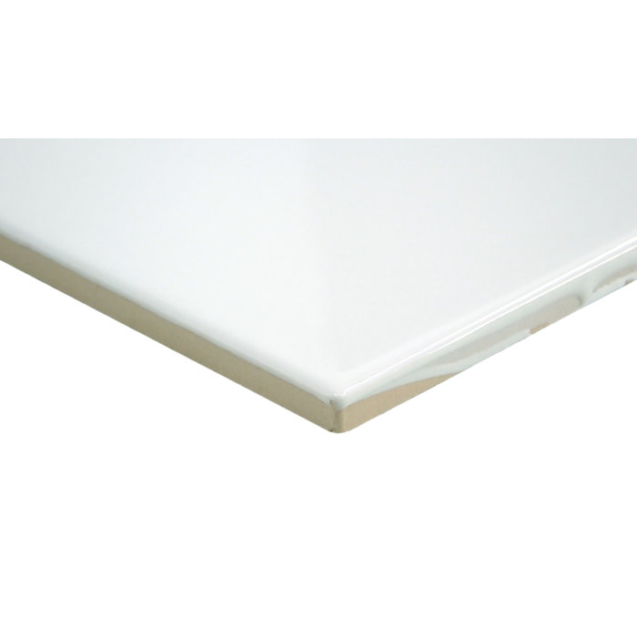 Skite Glossy White Diamond Ceramic Wall Tile, 6.3'' x 7.27''