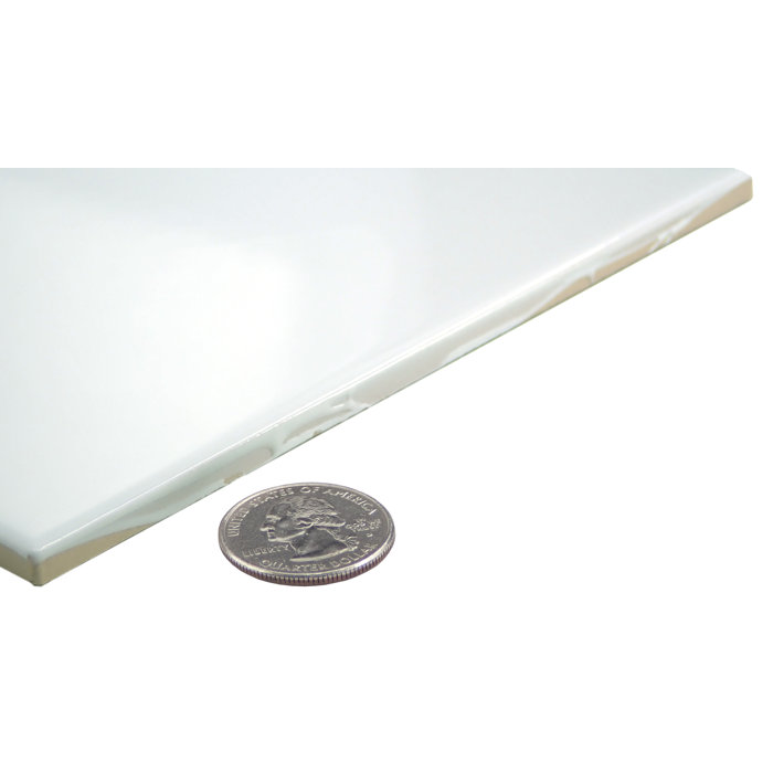 Skite Glossy White Diamond Ceramic Wall Tile, 6.3'' x 7.27''
