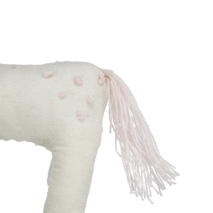 Cream and Pink Fabric Unicorn Hanging Ornament Set of 6