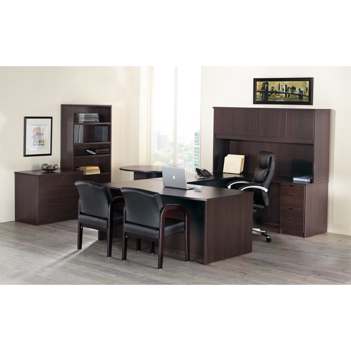 Espresso 66" Particleboard Credenza with Drawer and Filing Cabinet