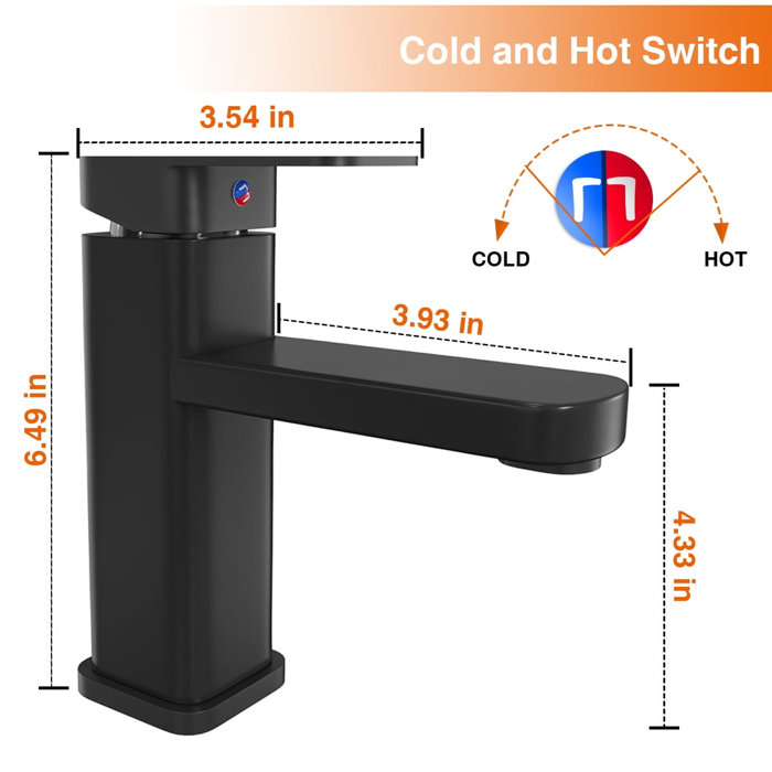 Matte Black Single Handle Bathroom Sink Faucet